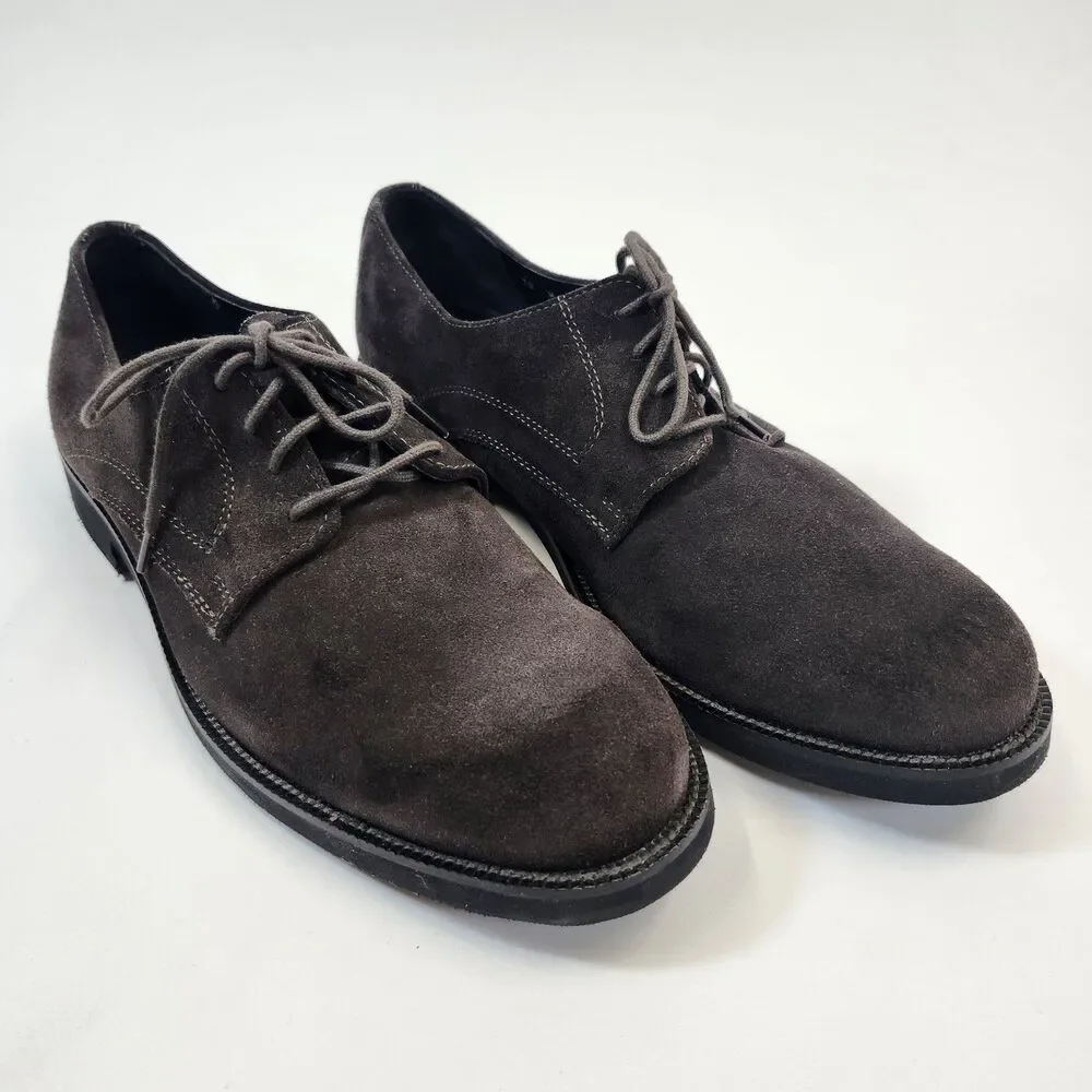 Bostonian Mens 10M Brown Suede Plain Toe Derby Shoes Leather Casual Dress Oxford